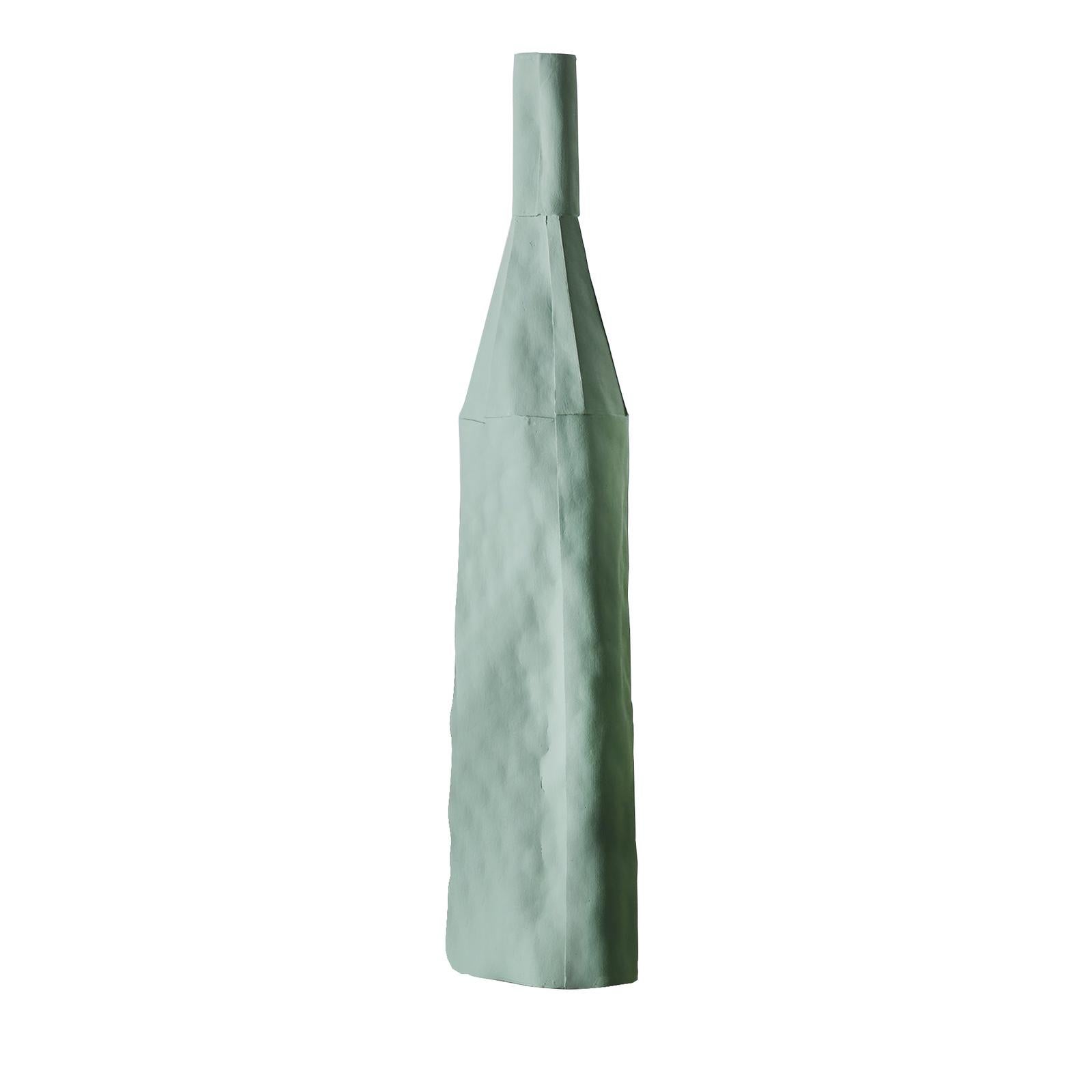 Zeitgenössische dekorative Keramikflasche Liscia Textur Hellblau im Angebot