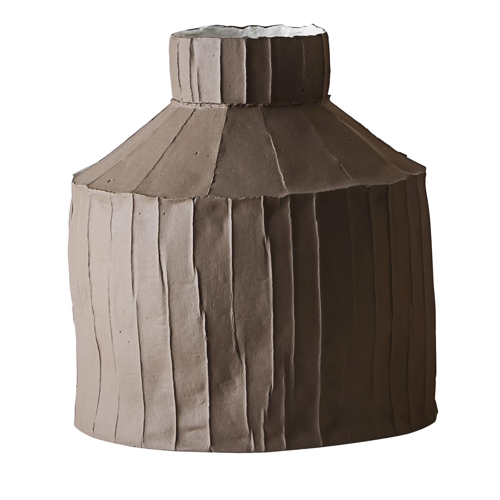 Contemporary Ceramic Fide Corteccia Texture Brown Vase