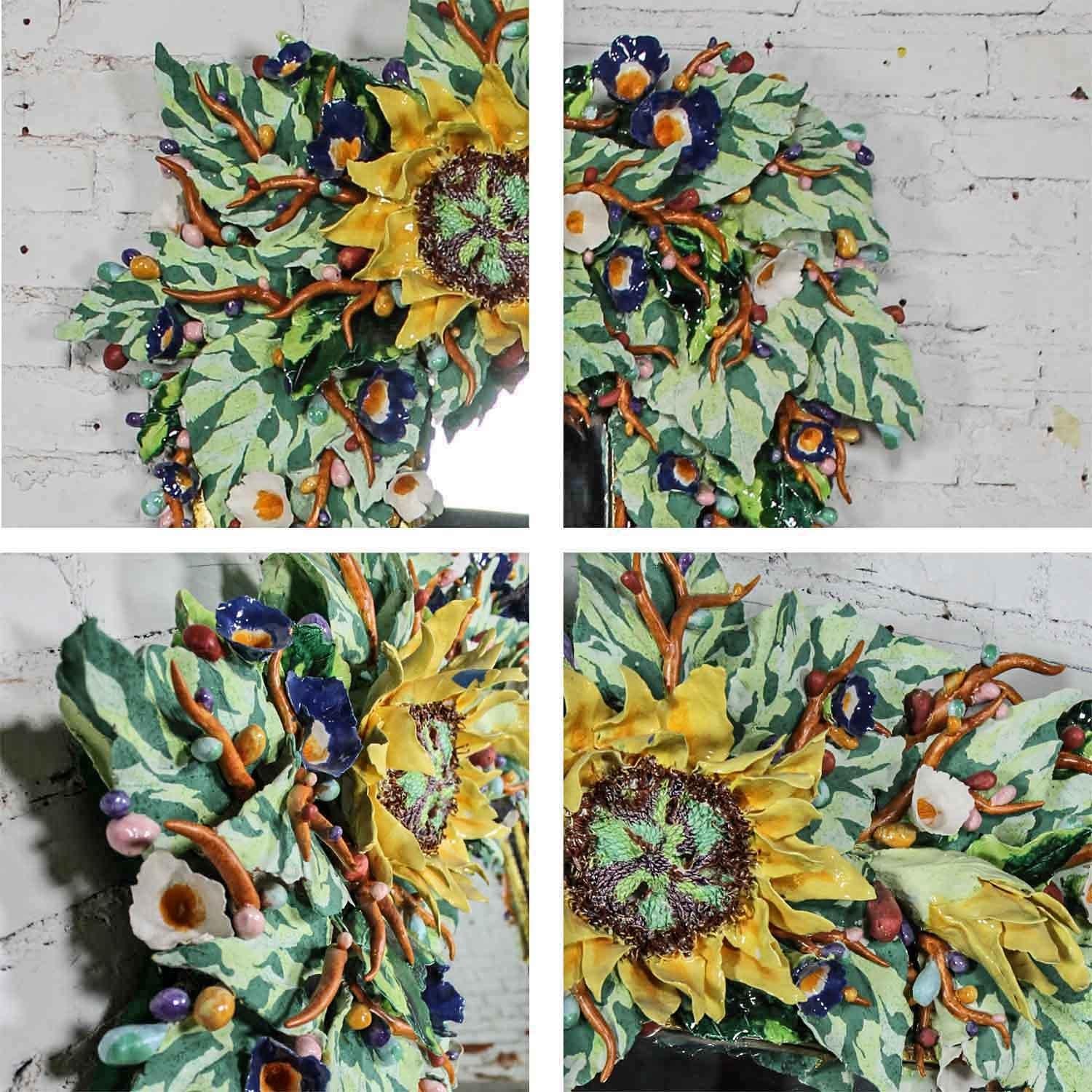 Contemporary Ceramic Floral Large Mirror by George Alexander 4