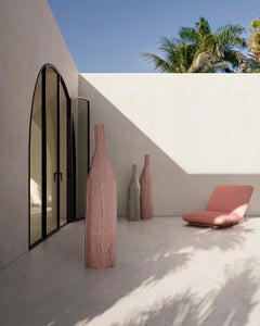 Contemporary Ceramic Gigante Cartoccio Texture White Bottle