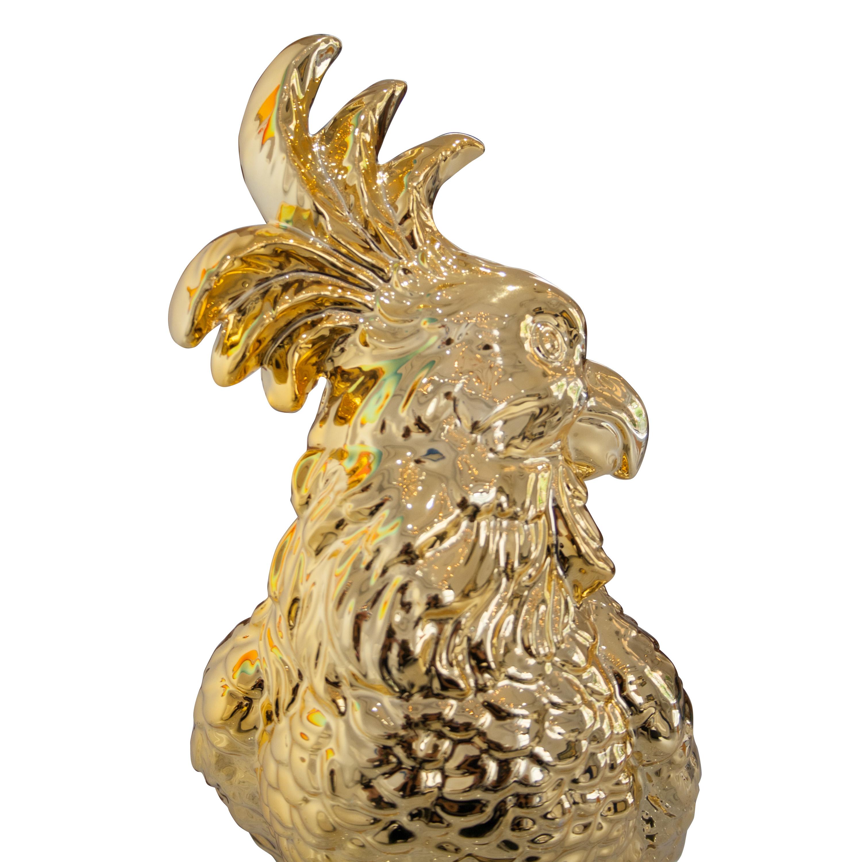 Modern Contemporary Ceramic Gold White Cockatoo Decorative Vase, Netherlands, 2020 For Sale