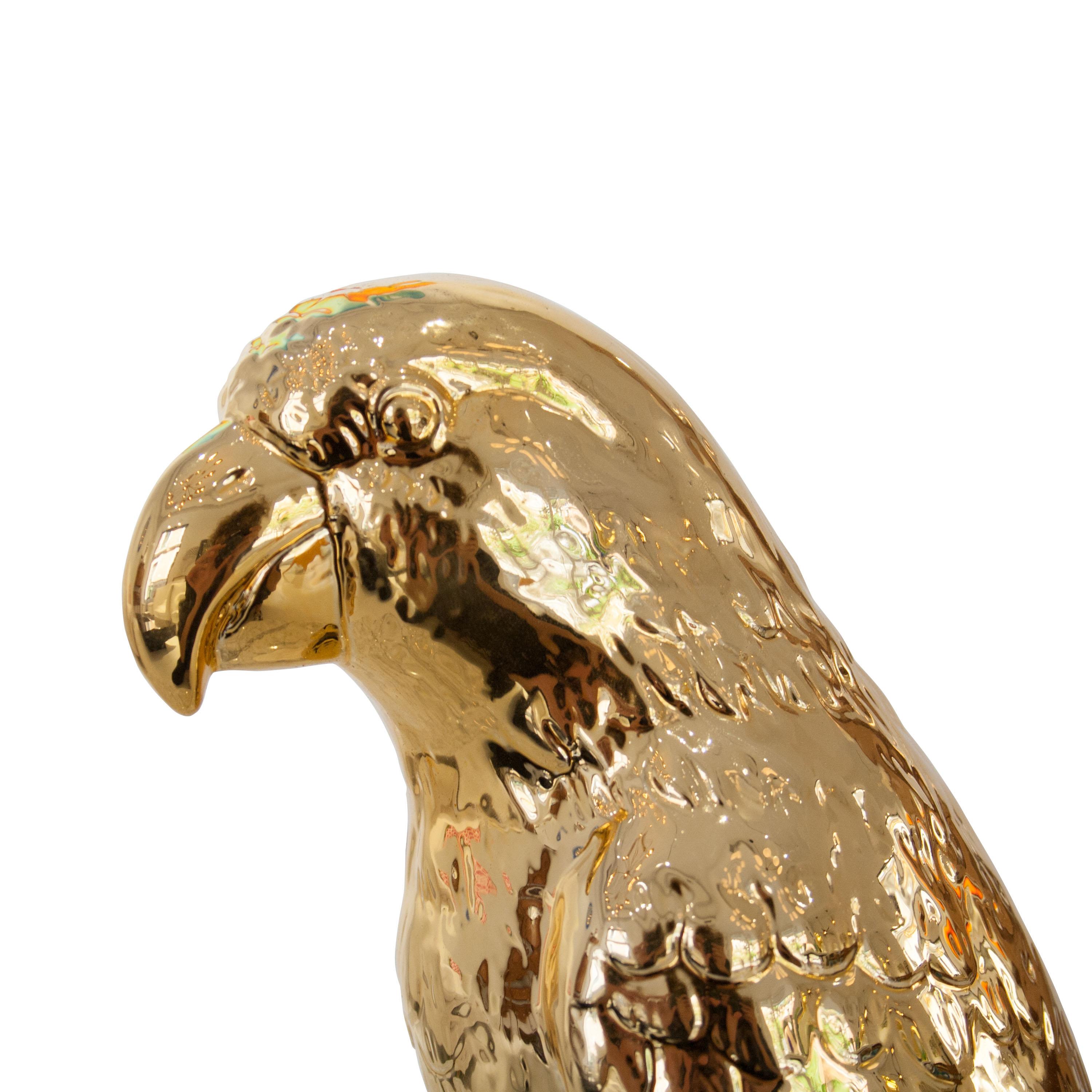 Contemporary Ceramic Gold White Parrot Decoration Figure, Netherlands, 2020 In Excellent Condition For Sale In Madrid, ES
