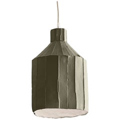 Lampe SUFI contemporaine en céramique grise texturée Corteccia