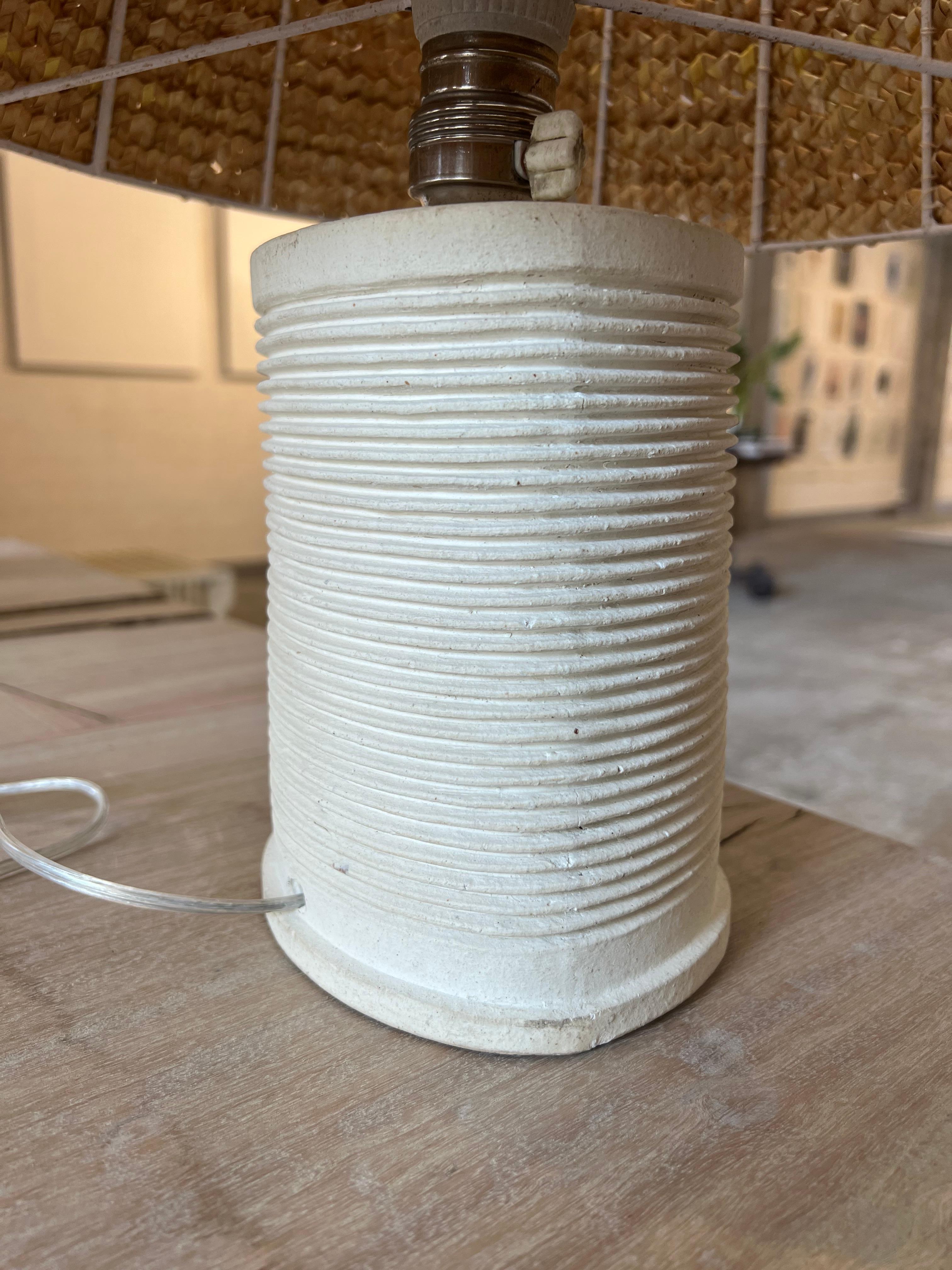 Spanish Contemporary Ceramic Handmade Table Side Lamp, White For Sale