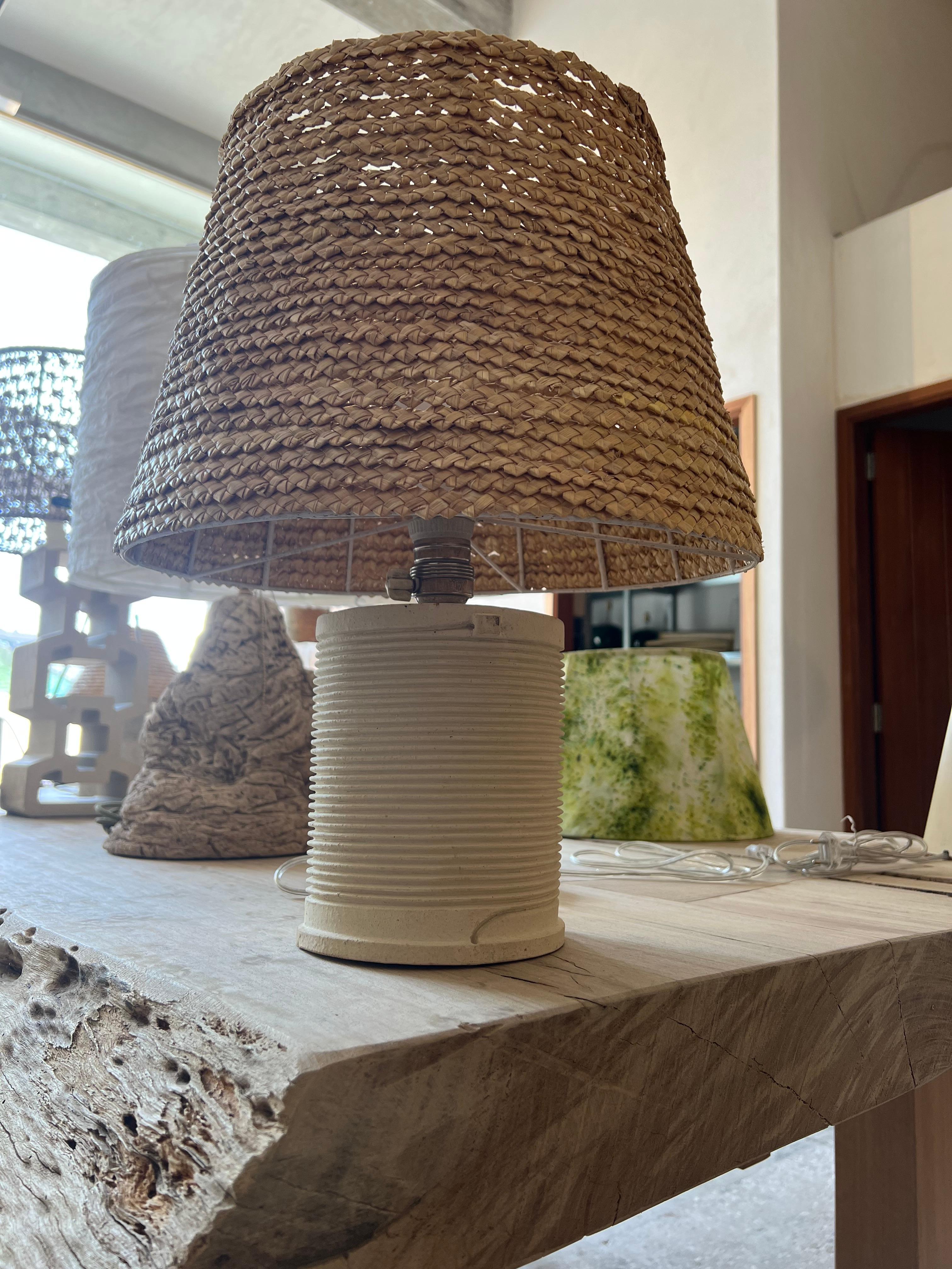 Contemporary Ceramic Handmade Table Side Lamp, White In New Condition For Sale In Carballo, ES