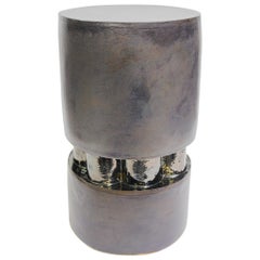 Contemporary Ceramic Iron Gate and Palladium Ball Bearing Side Table