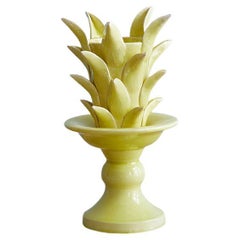 Contemporary Ceramic Jean Roger Tulip Vase in Yellow Glaze, France