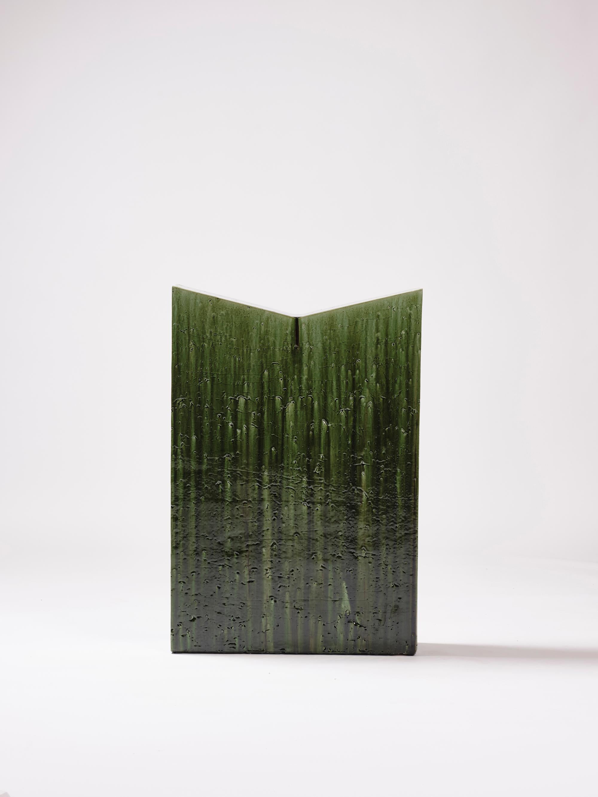 Contemporary Ceramic Lectern Reading Desk Glazed Earthenware Deep Green modern For Sale 1
