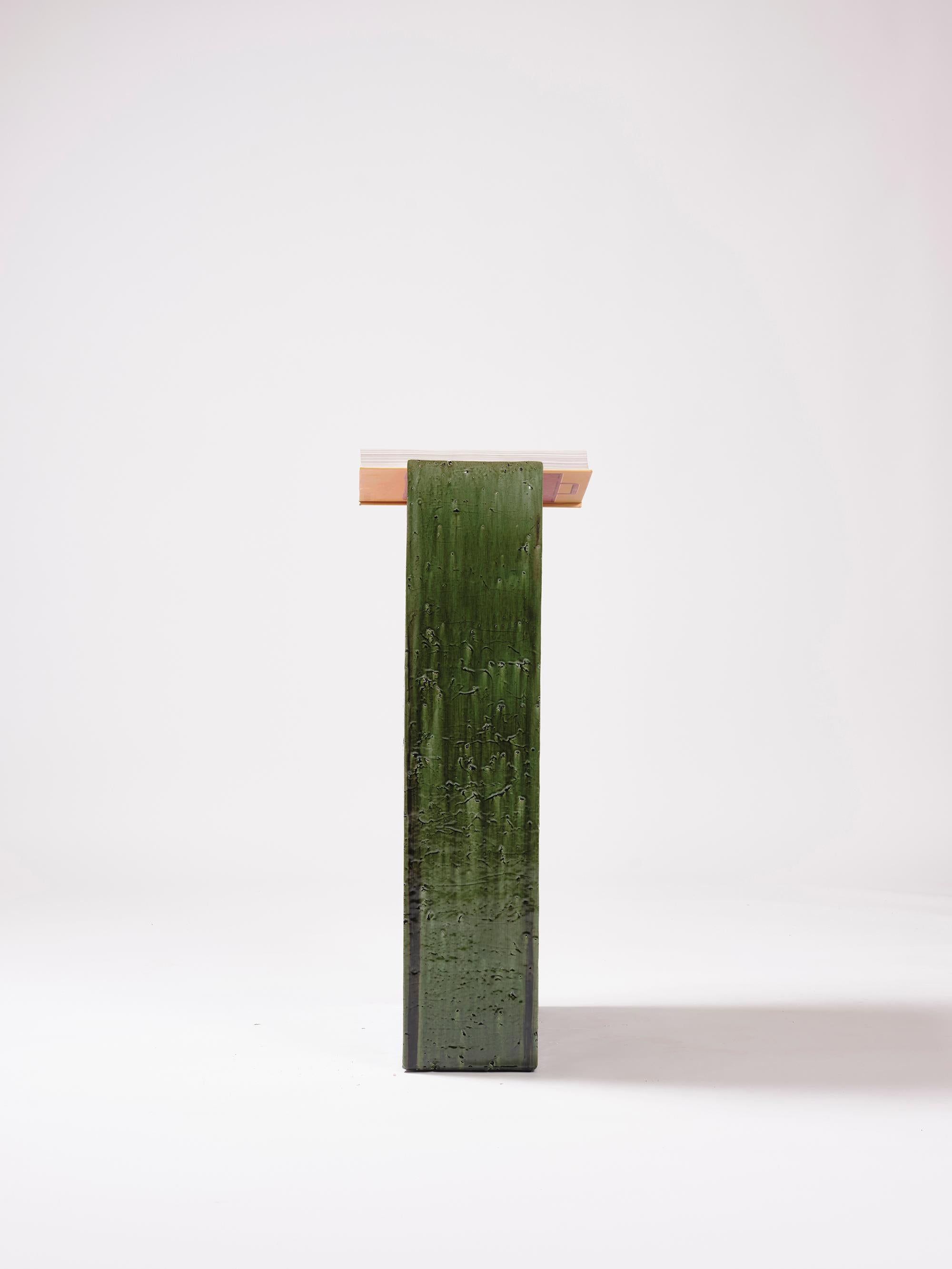 Contemporary Ceramic Lectern Reading Desk Glazed Earthenware Deep Green modern For Sale 3