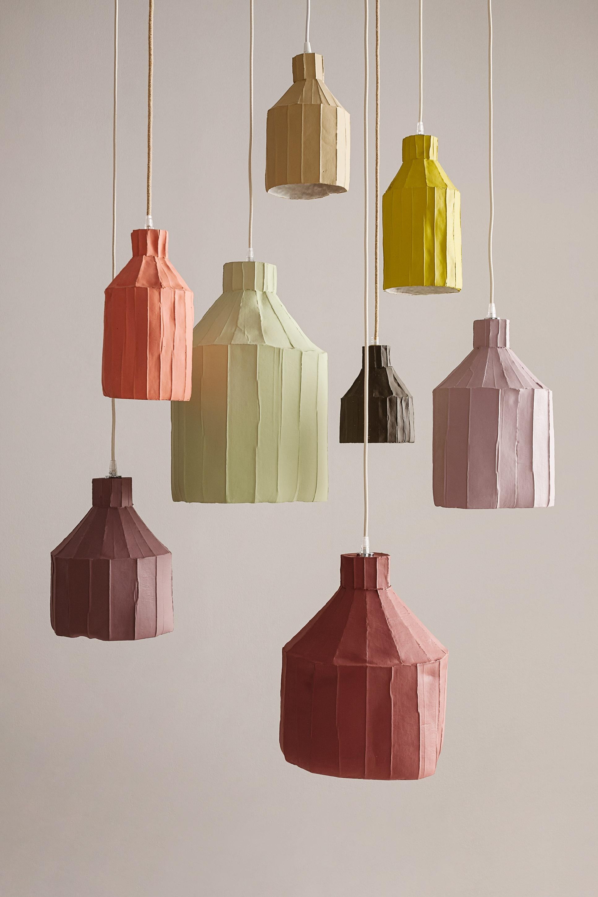 Modern Contemporary Ceramic Light Teal SUFI Lamp Corteccia Texture For Sale