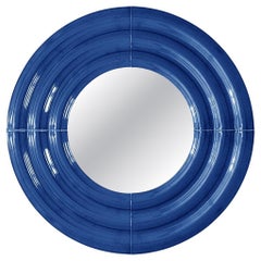 Contemporary Ceramic Mirror 'Elo 1' by Pani Jurek, 60 Denim Blue