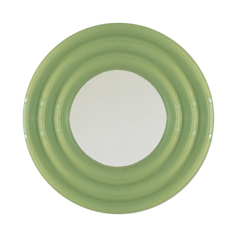 Miroir contemporain en céramique 'ELO 1' par Pani Jurek, 60 Pistachio