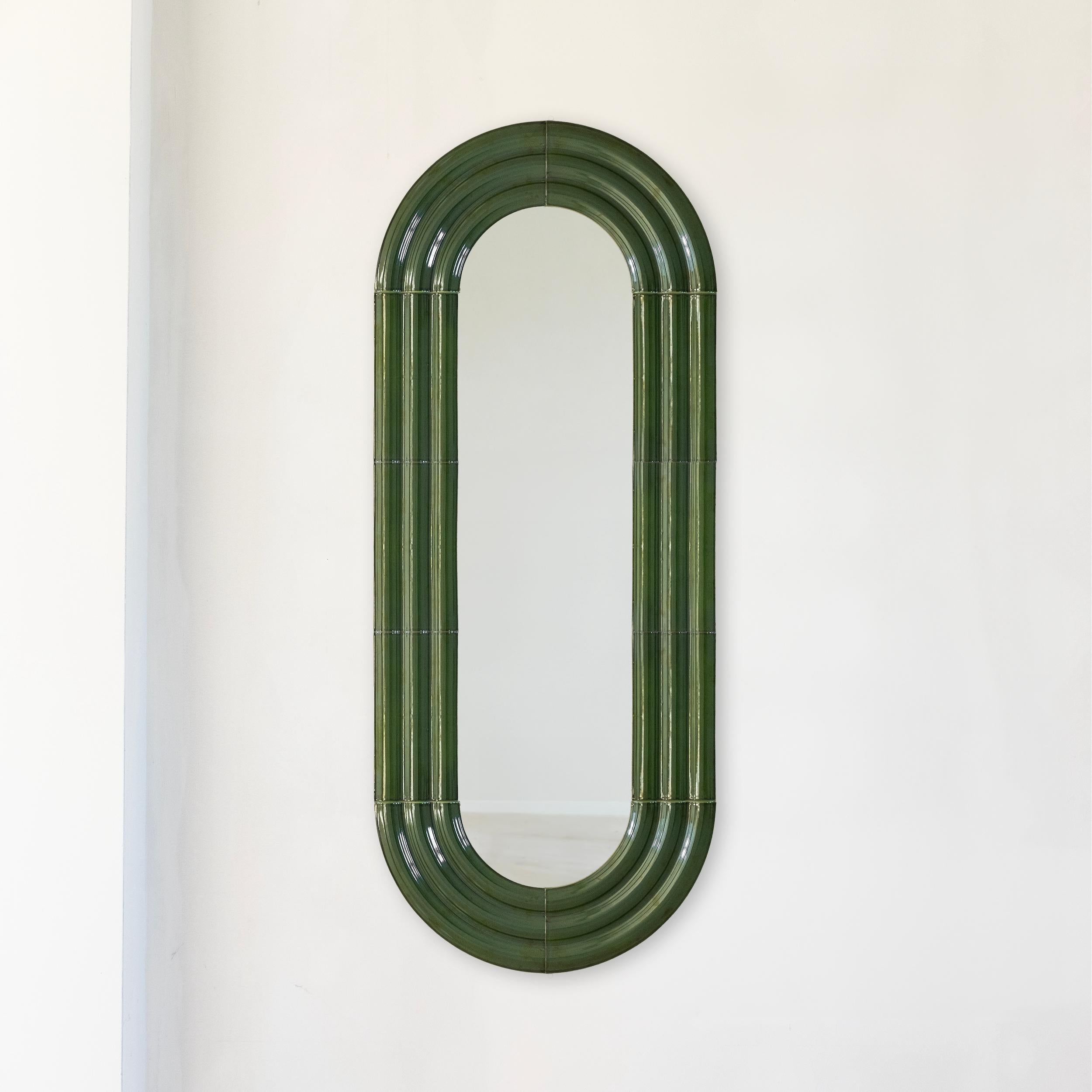 Contemporary Ceramic Mirror 'Elo 2' by Pani Jurek, 150-60 Green For Sale 5