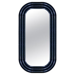 Miroir contemporain en céramique 'ELO 3' par Pani Jurek, 150-80 bleu marine
