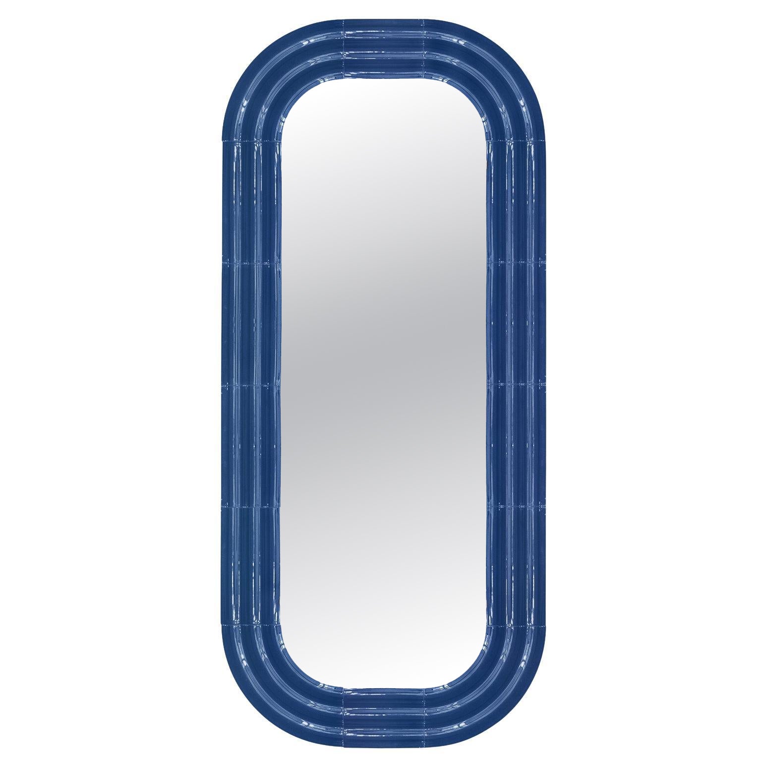Contemporary Ceramic Mirror 'Elo 4' by Pani Jurek, 180 Denim Blue For Sale