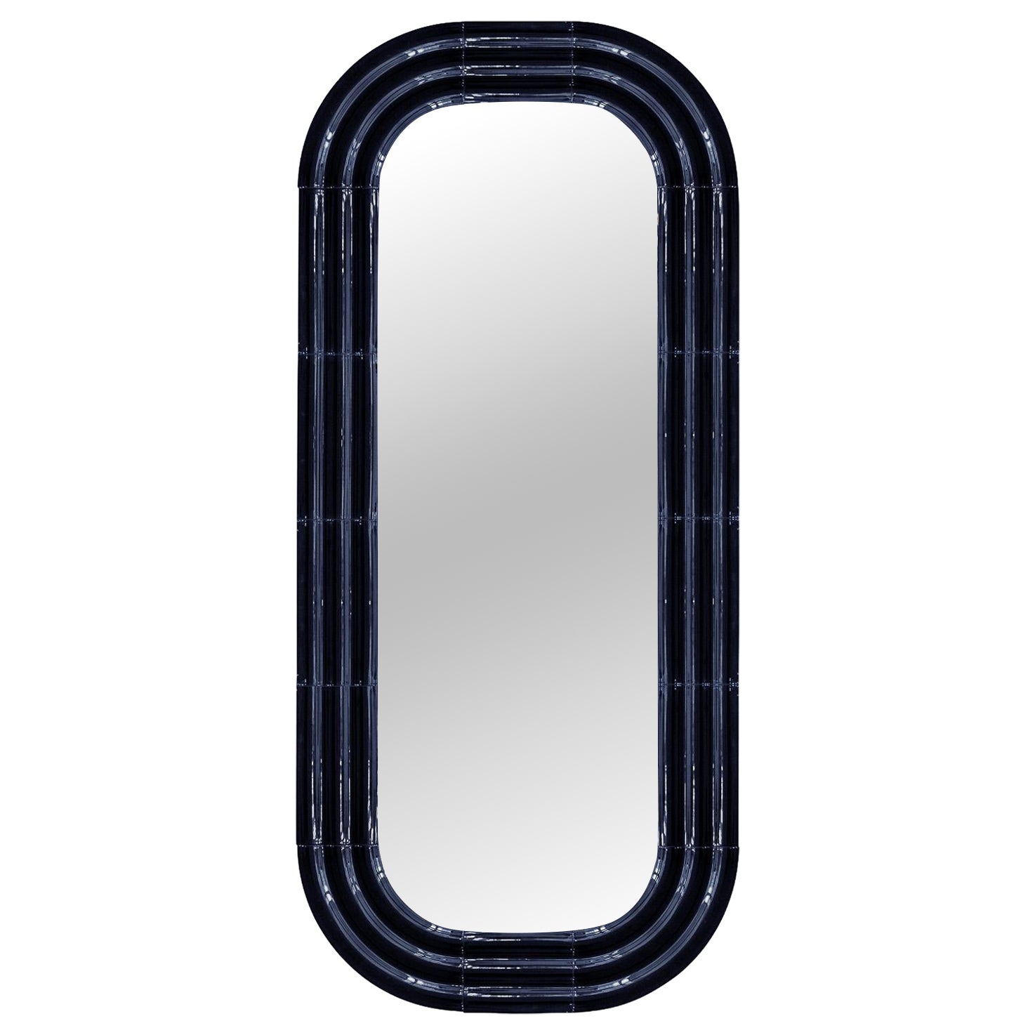 Contemporary Ceramic Mirror 'Elo 4' by Pani Jurek, 180 Navy Blue