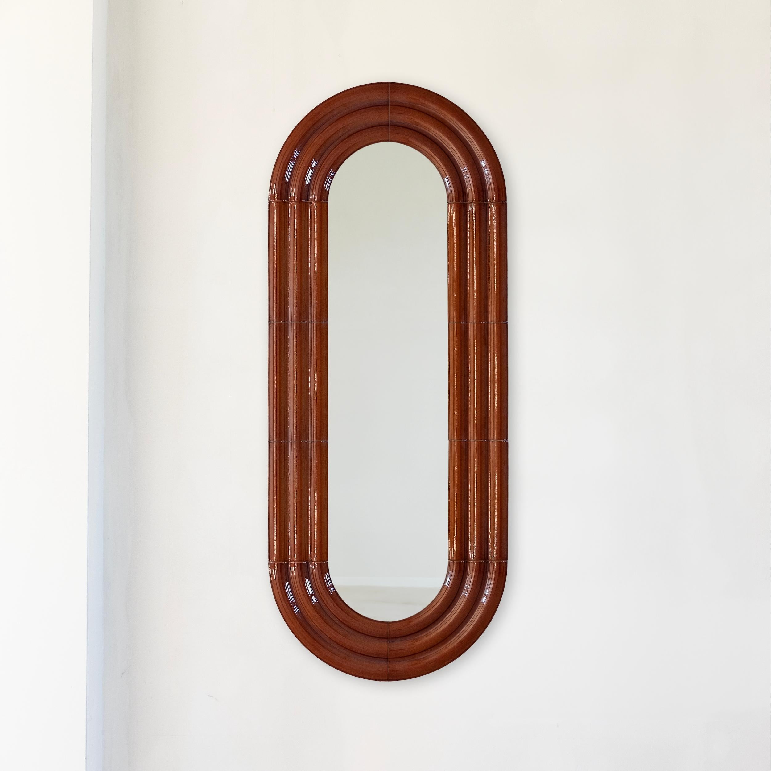Contemporary Ceramic Mirror 'Elo 5' by Pani Jurek, 120-60 Cobalt Blue en venta 1