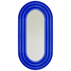 Contemporary Ceramic Mirror 'Elo 5' by Pani Jurek, 120-60 Cobalt Blue