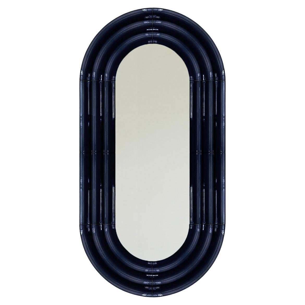 Espejo de cerámica contemporáneo "Elo 5" de Pani Jurek, 120-60 Azul marino en venta