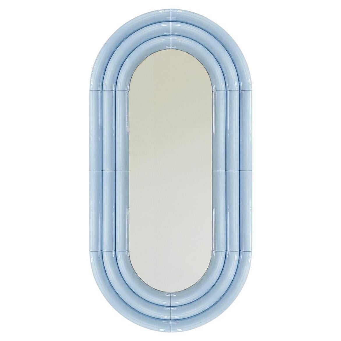 Specchio contemporaneo in ceramica 'Elo 5' di Pani Jurek, 120-60 Steel Blue