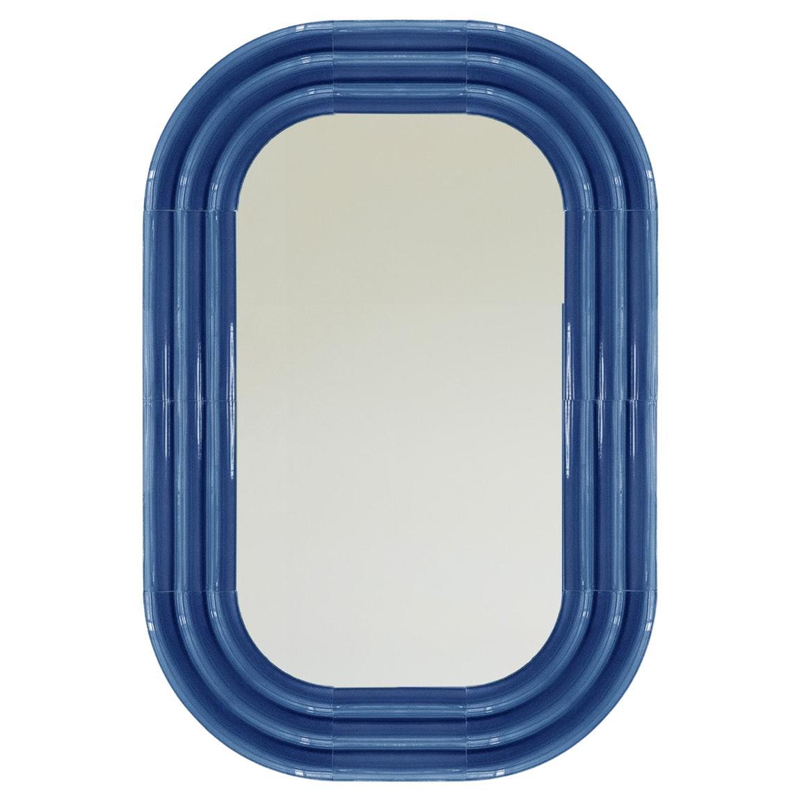 Contemporary Ceramic Mirror 'Elo 6' by Pani Jurek, 120-80 Denim Blue