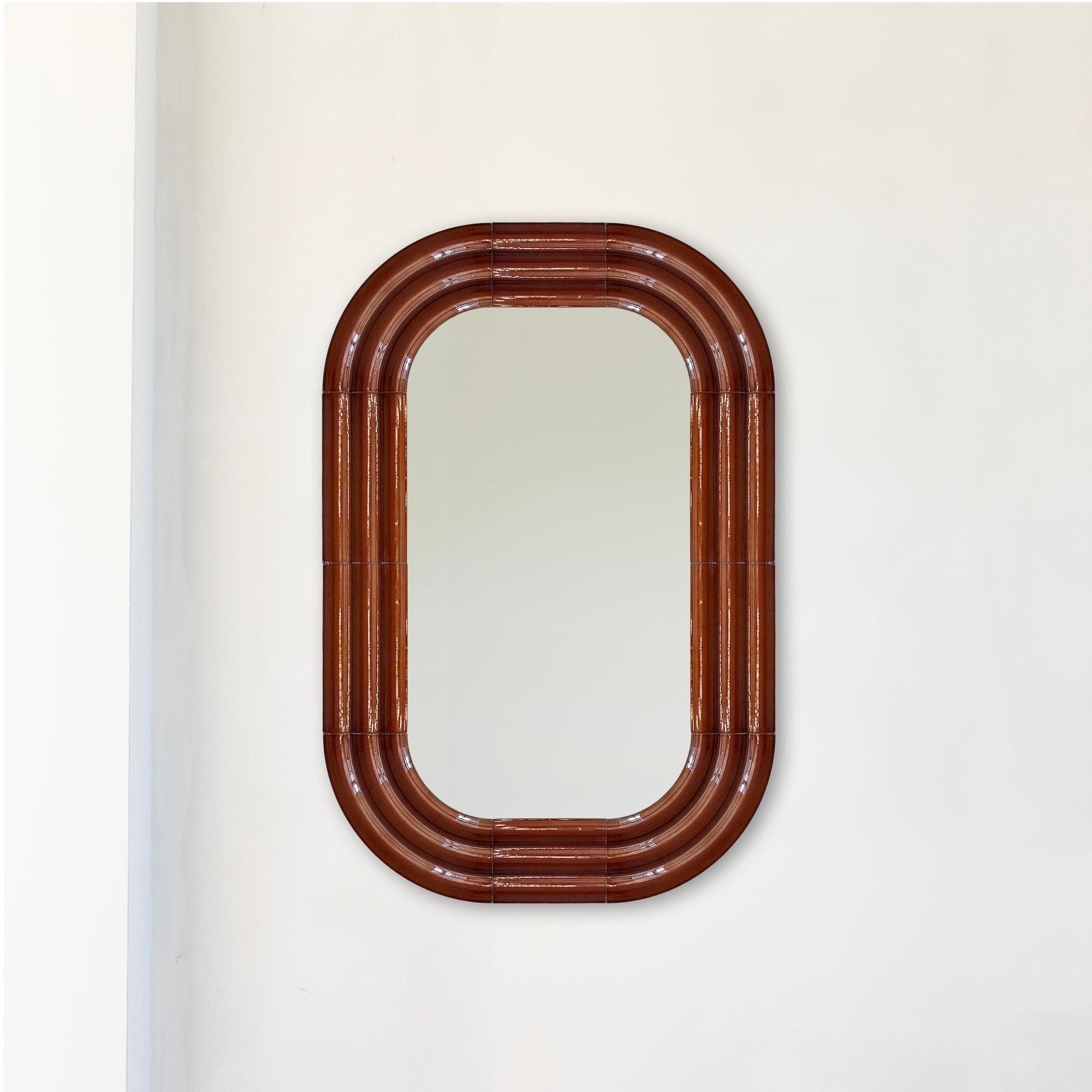 Contemporary Ceramic Mirror 'Elo 6' by Pani Jurek, 120-80 Ochre For Sale 2