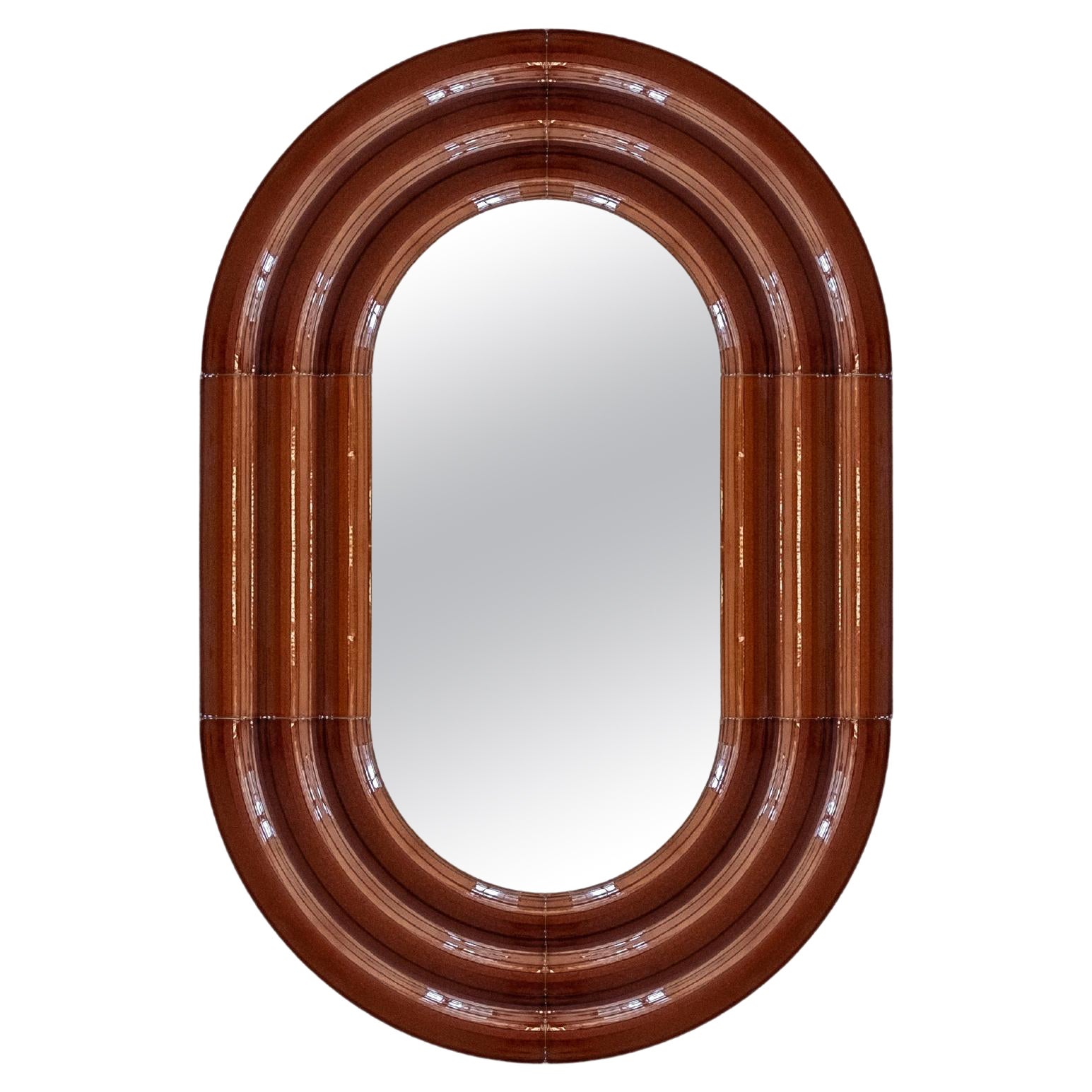 Specchio contemporaneo in ceramica 'Elo' di Pani Jurek, 60-90 Marrone