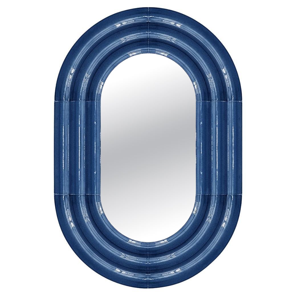 Contemporary Ceramic Mirror 'Elo' by Pani Jurek, 60-90 Denim Blue