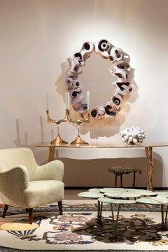 Contemporary Ceramic Mirror "Entrelacs" by Agnès Debizet, France