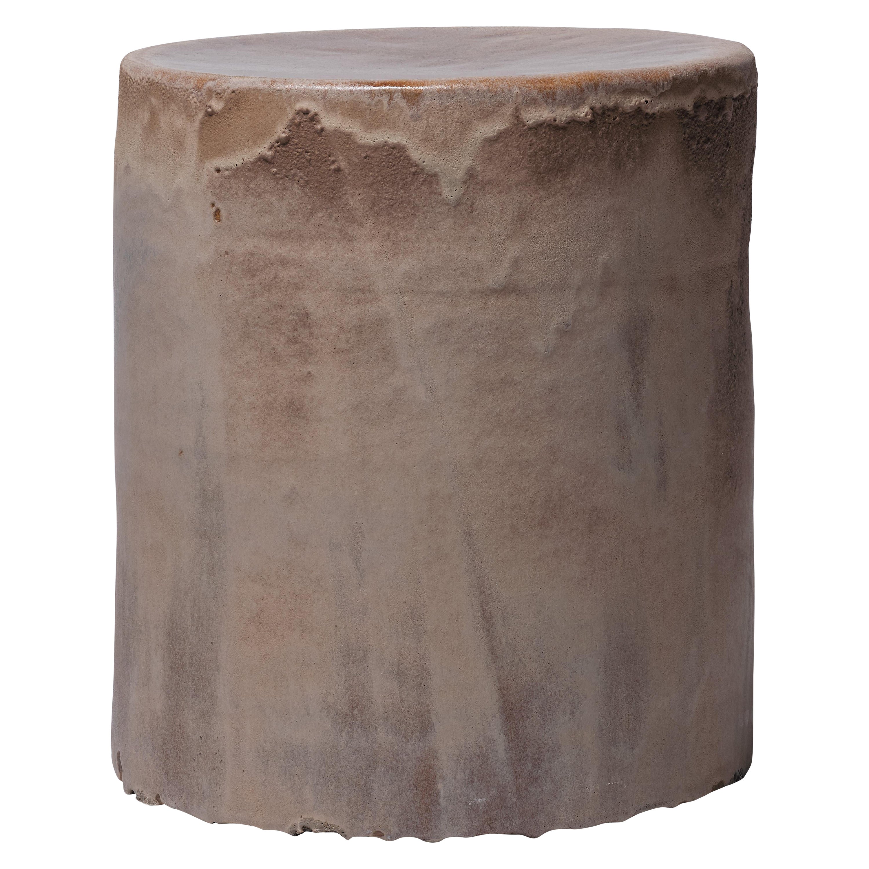 Contemporary Ceramic Modern Coffeetable / Sidetable ManganeseGlazed Earthenware (table à café / table d'appoint contemporaine en céramique émaillée)