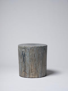Contemporary Ceramic Modern Stool / Sidetable Cobalt Glazed Earthenware