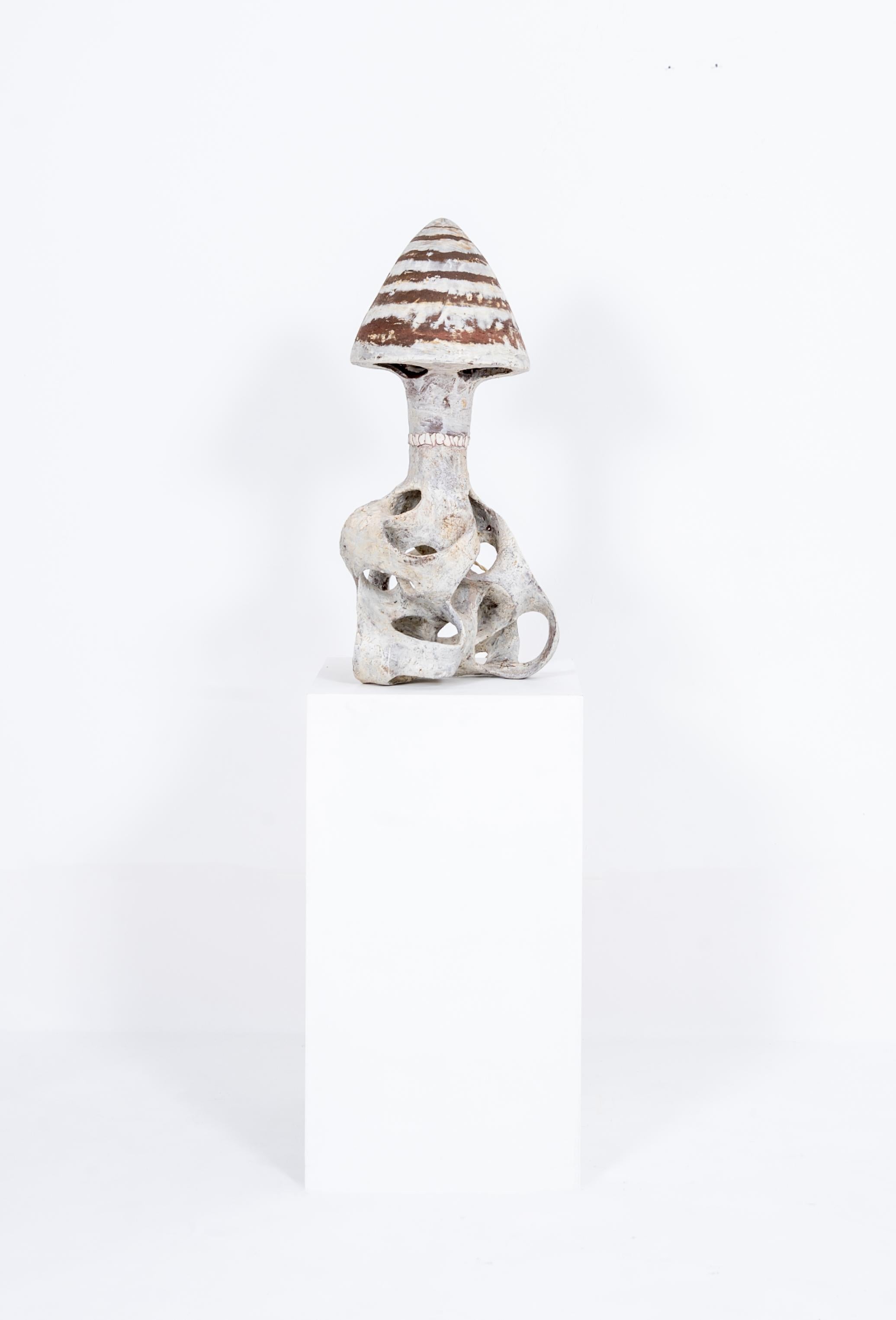 Mushroom Lamp by Agnès Debizet 
Material: Stoneware, porcelain slip
Dimensions: H 60 x 35 cm
Year: 2023
Type: Unique piece 

Turning toward the Decorative Arts in the early 2010s, Agnès Debizet invites viewers into a world of captivating
