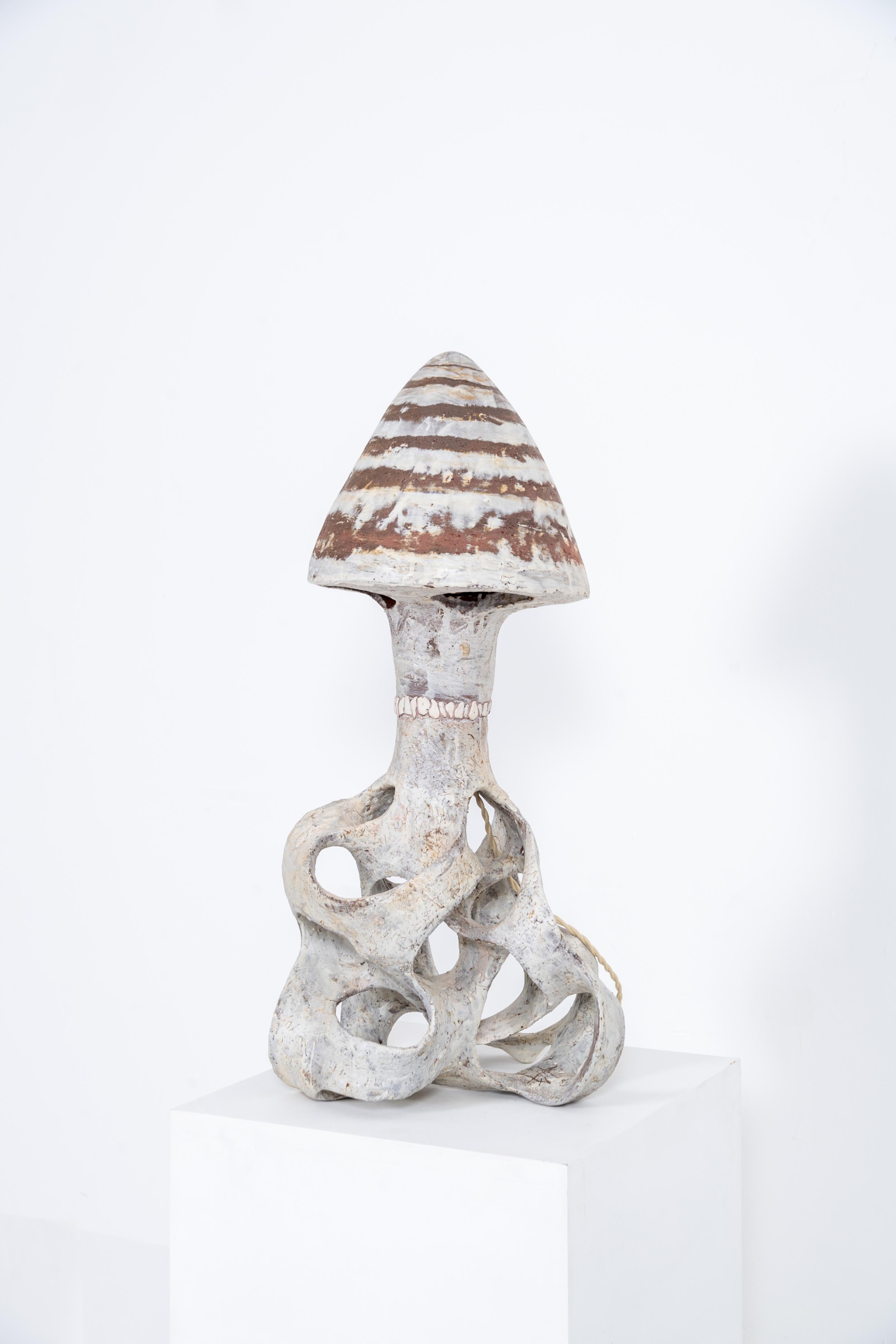Organique Lampe champignon contemporaine en céramique d'Agnès Debizet en vente