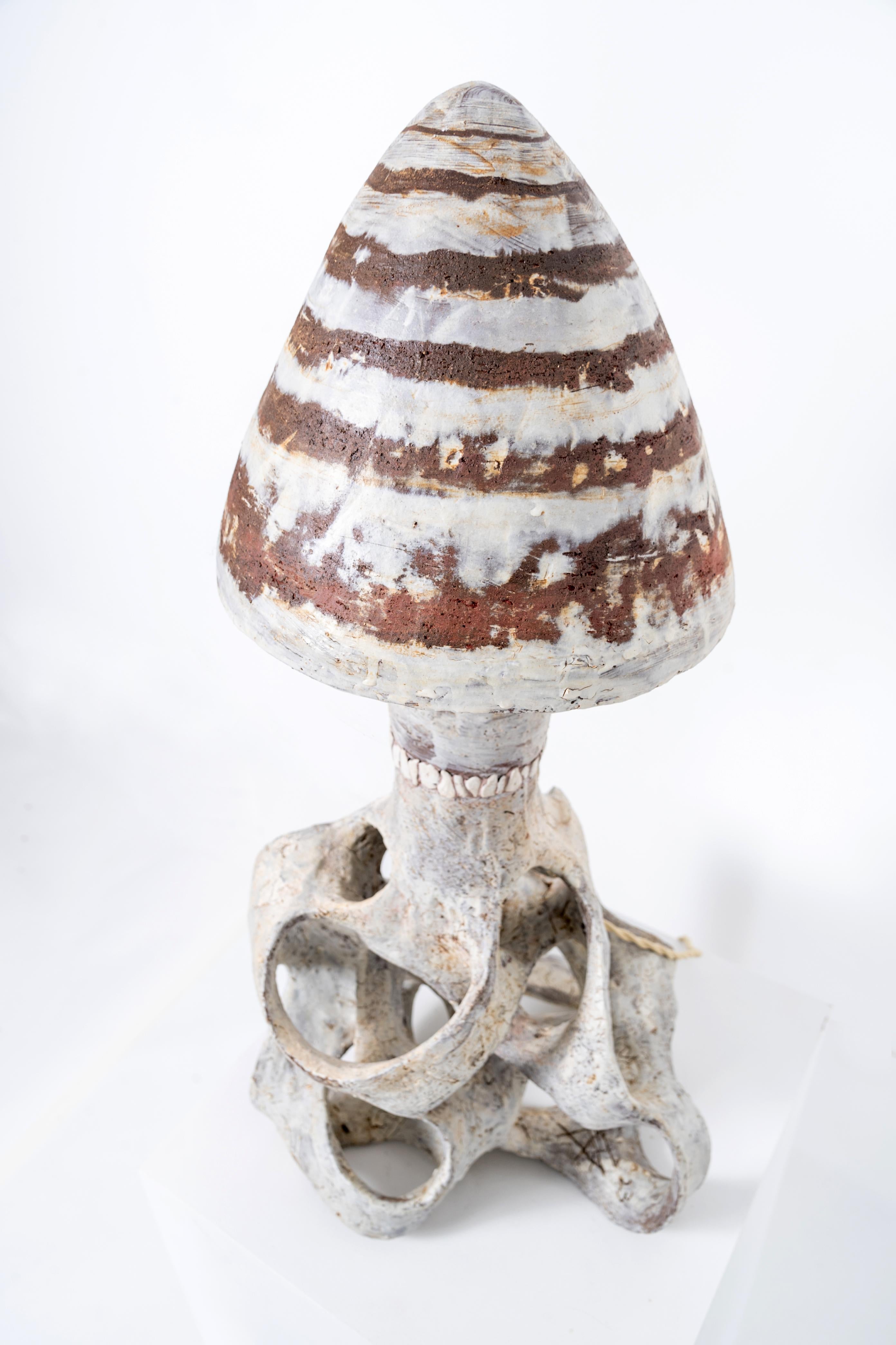 Hand-Crafted Contemporary Ceramic Mushroom Lamp by Agnès Debizet For Sale