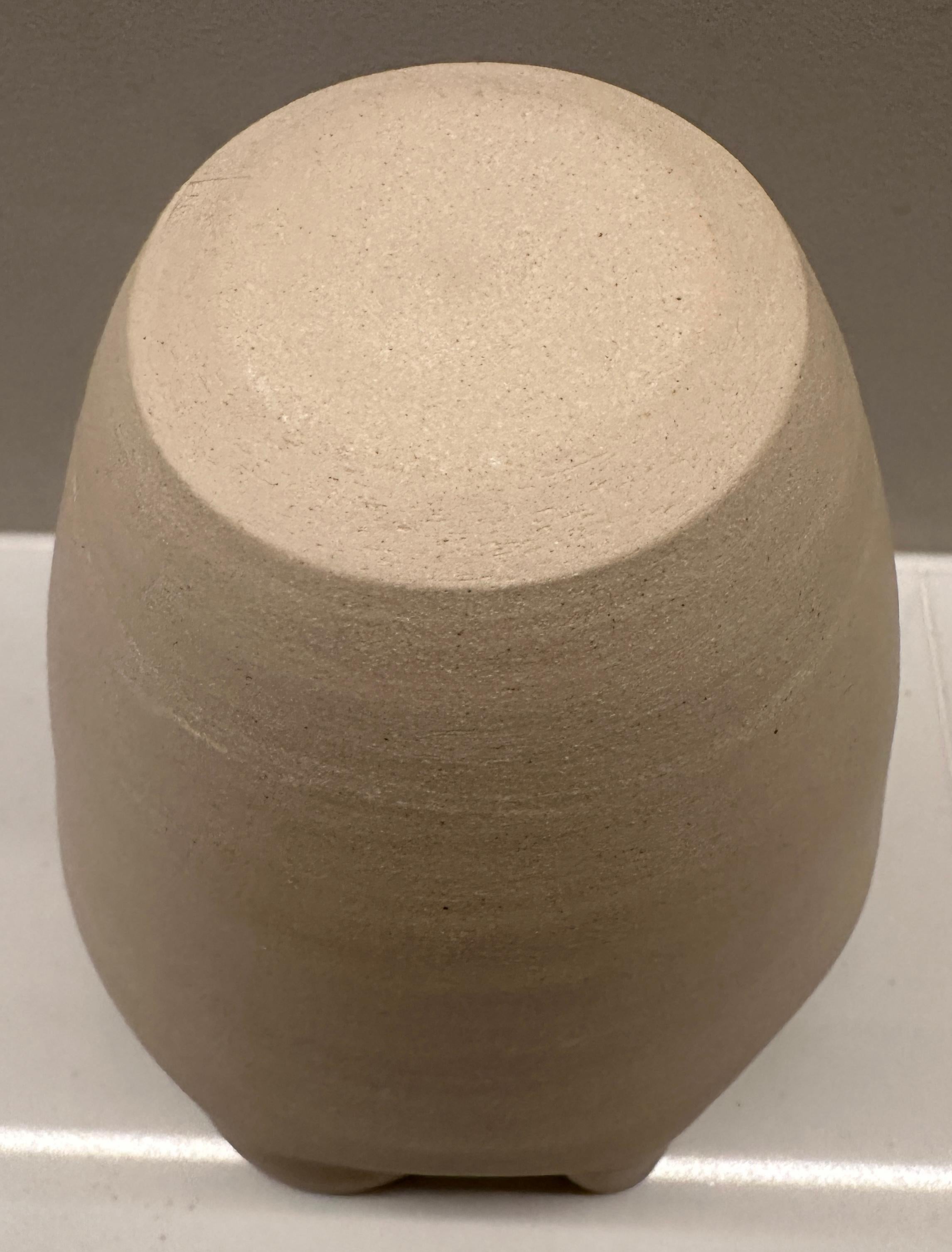 Contemporary Ceramic Natural & Red Glazed Contoured Pottery Vase by FD21 Clay For Sale 15