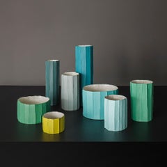 Contemporary Ceramic Ninfea Corteccia Texture Pink Tall Vase