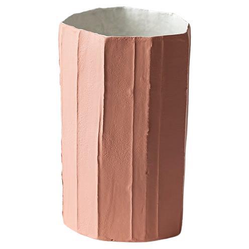 Contemporary Ceramic Ninfea Corteccia Texture Pink Tall Vase For Sale
