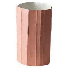 Contemporary Ceramic Ninfea Corteccia Texture Pink Tall Vase