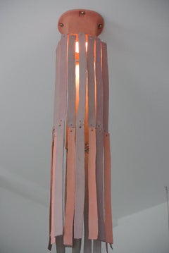 Contemporary Ceramic Orange and Pink Stoneware Chandelier by Christine Roland