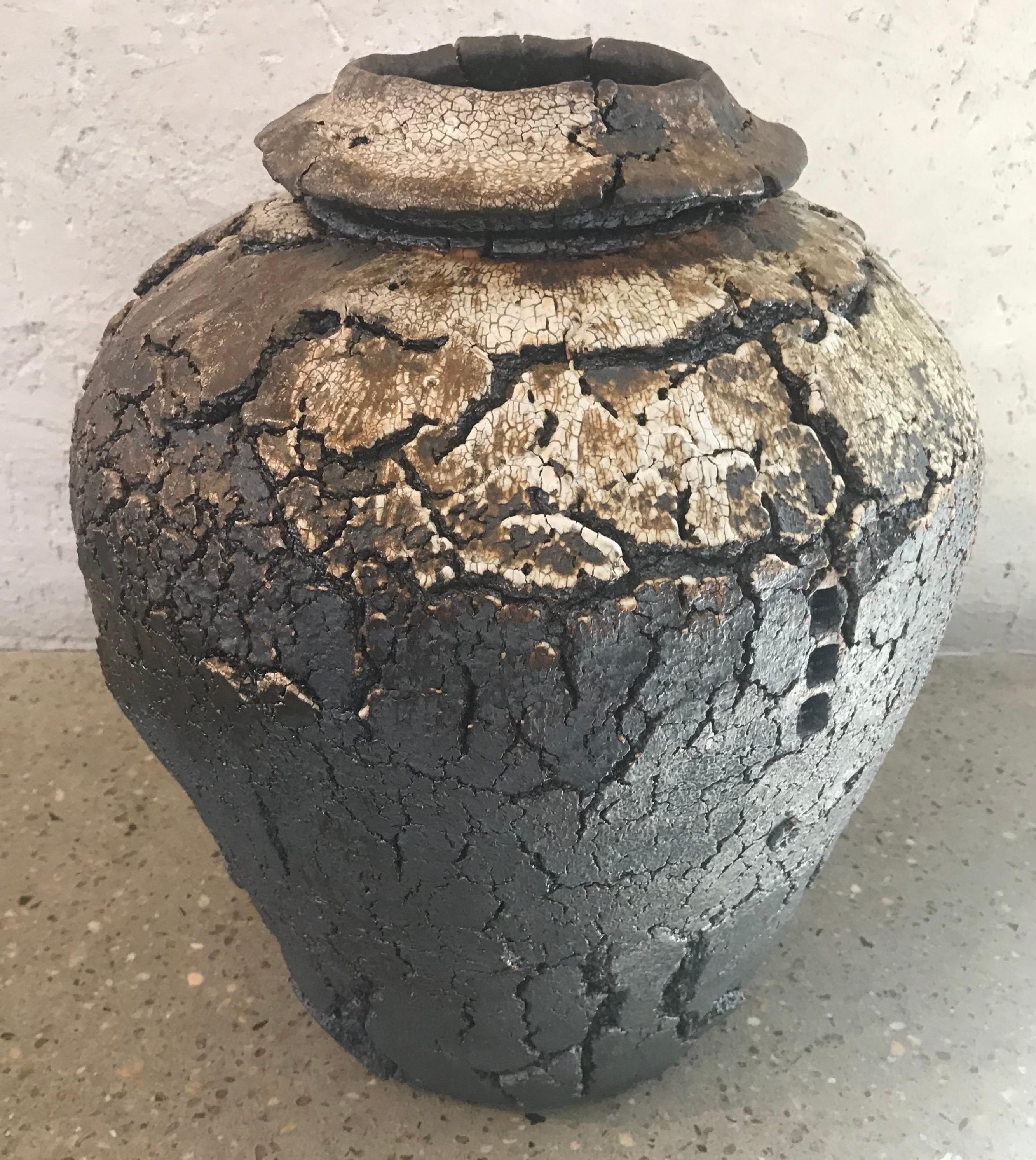 Hand-Crafted Contemporary Ceramic Over-Fired Clay Vessel by Jay Stroman 1 For Sale