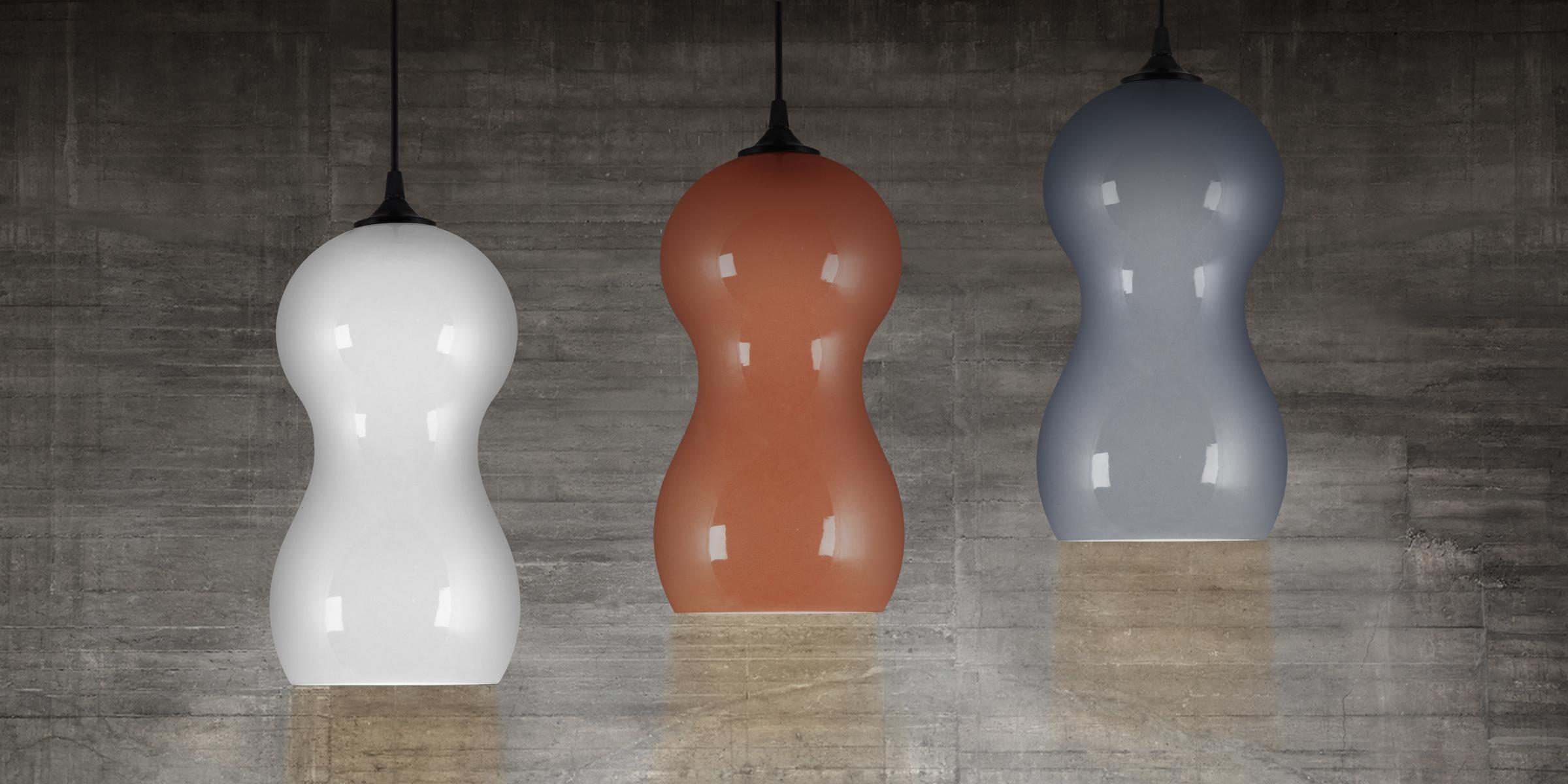 Modern Contemporary Ceramic Pendant Lamp in Chocolate Glaze For Sale