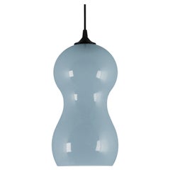 Contemporary Ceramic Pendant Lamp in Sky Blue Glaze