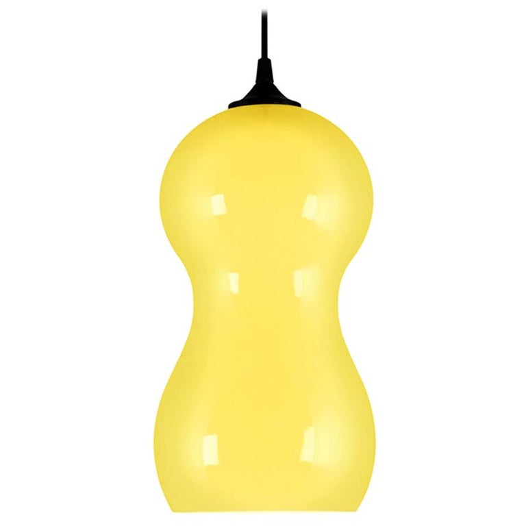 Contemporary Ceramic Pendant Lamp in Sunshine Glaze - Cacahuate For Sale