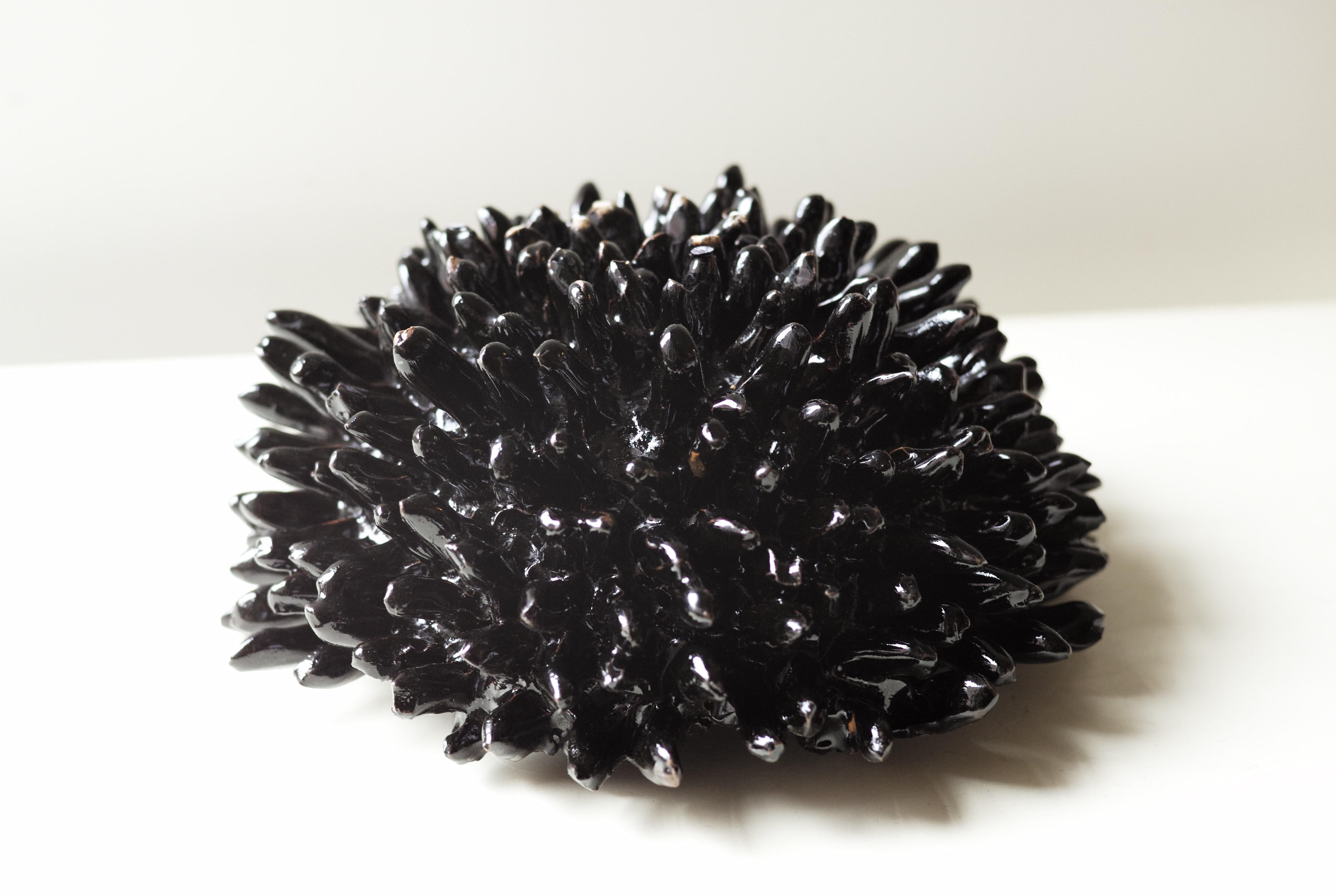 Contemporary Ceramic Sculptural Black Bowl 'Obsidian' by Lana Kova In New Condition In New York City, NY