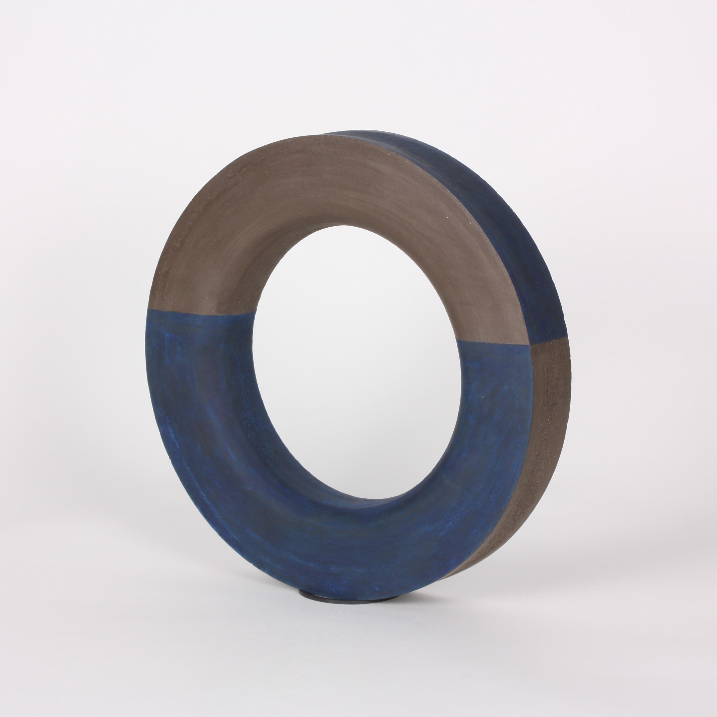 Minimalist Contemporary Ceramic Sculpture, Anneau Arc Bleu