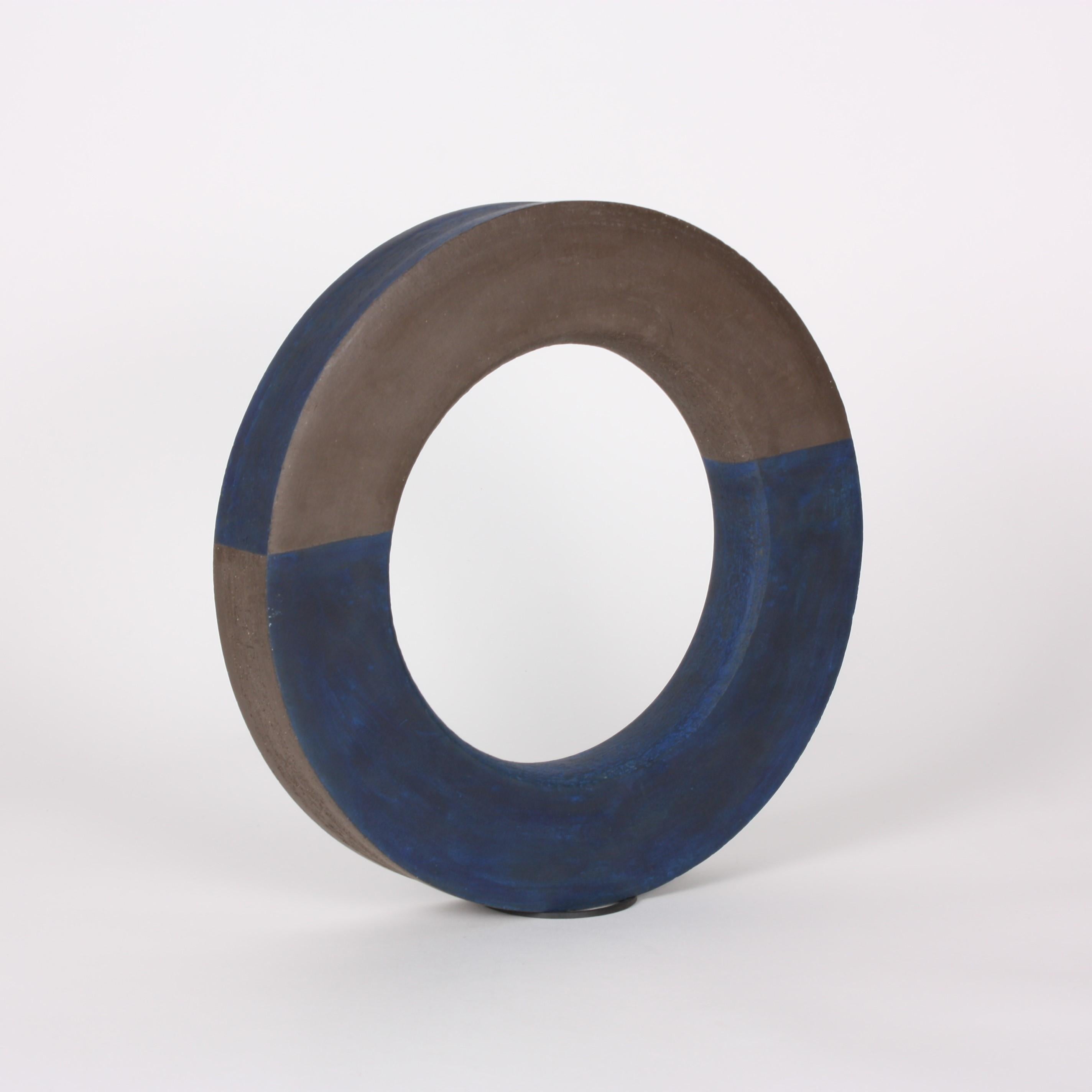Hand-Crafted Contemporary Ceramic Sculpture, Anneau Arc Bleu
