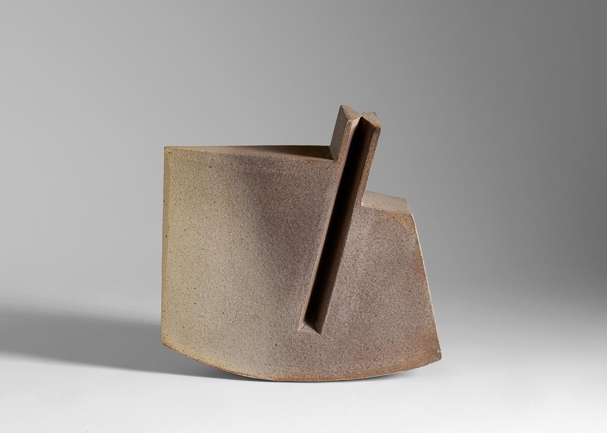 One of a set of striking vases by contemporary Danish ceramist Aage Birck, whose work's elegant forms and visually textured glazes are unique to the medium. 