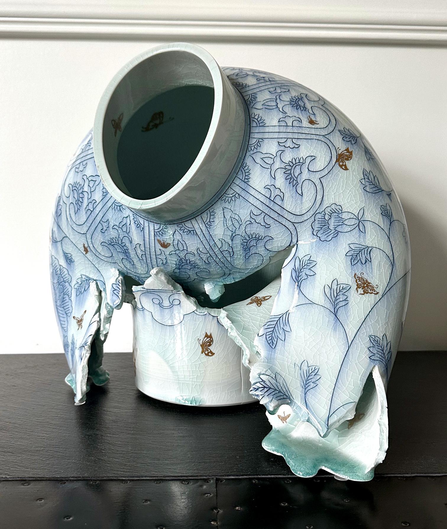 American Contemporary Ceramic Sculpture Deconstructed Vase by Steven Young Lee For Sale