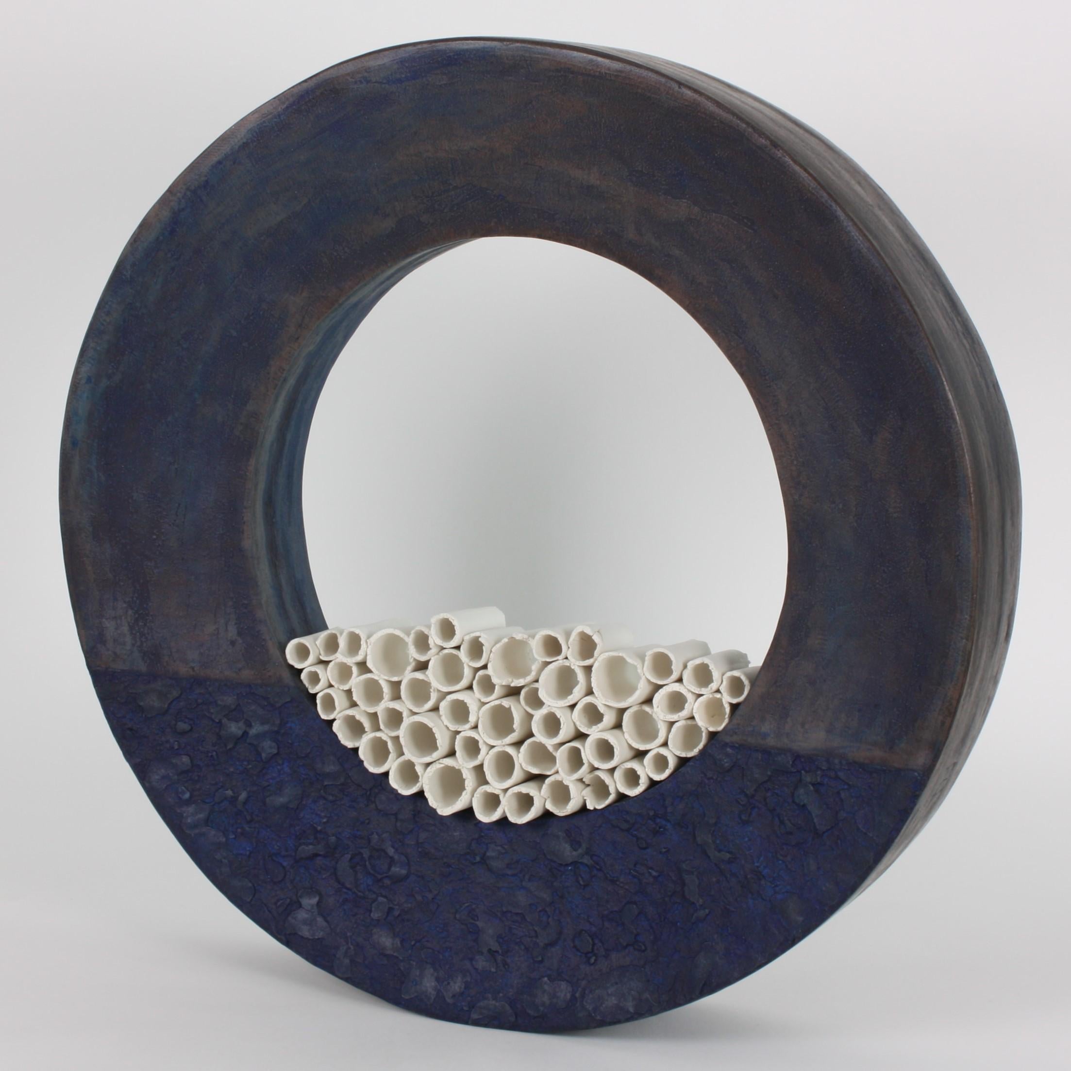 Minimalist Contemporary Ceramic Sculpture, Grand Anneau Bleu