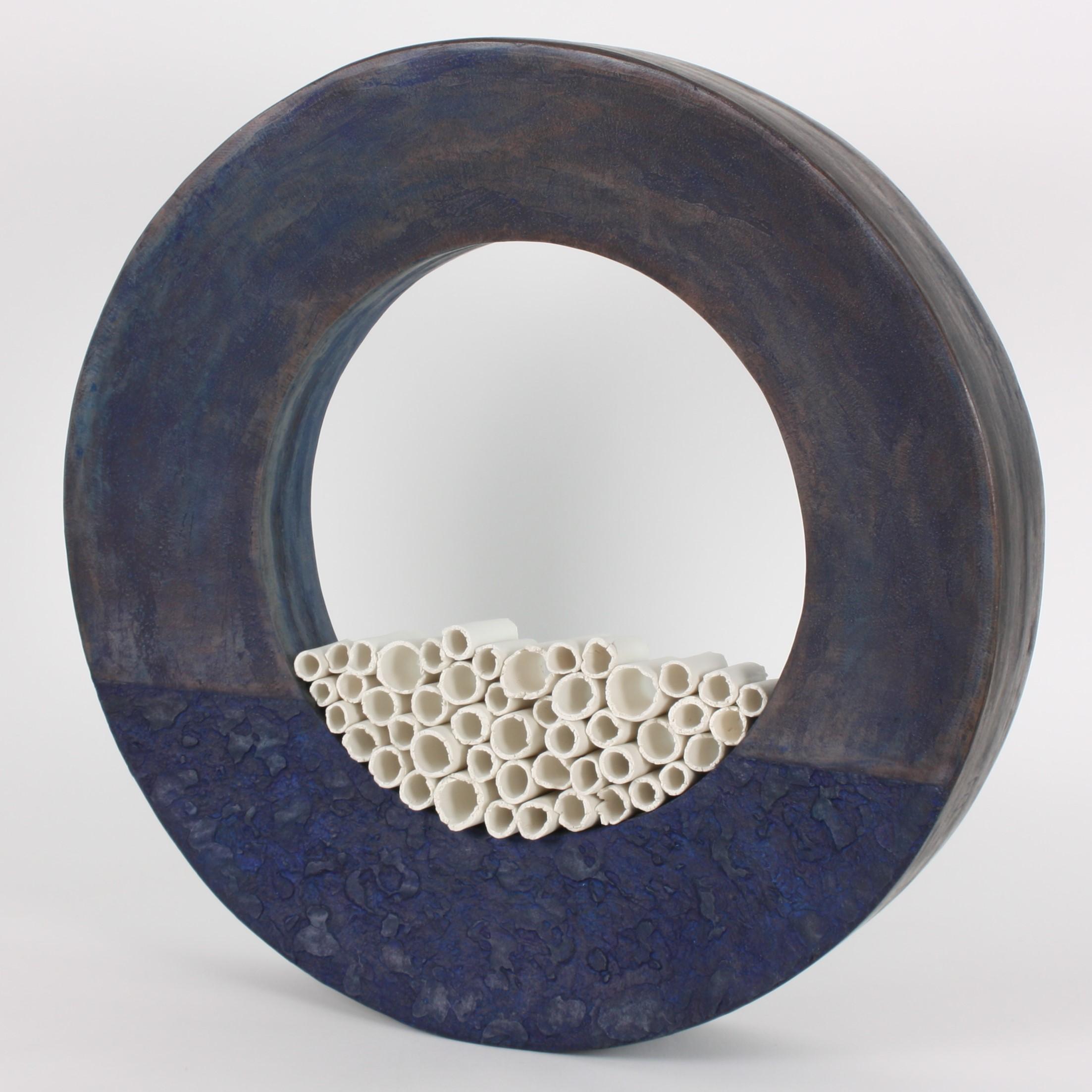 French Contemporary Ceramic Sculpture, Grand Anneau Bleu